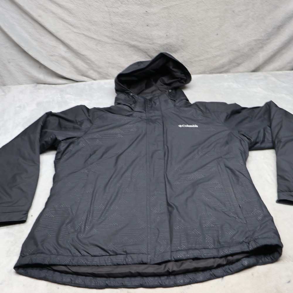 Columbia Jacket Women XL Black Geometric Gotcha Groovin Hooded Insulated Outdoor